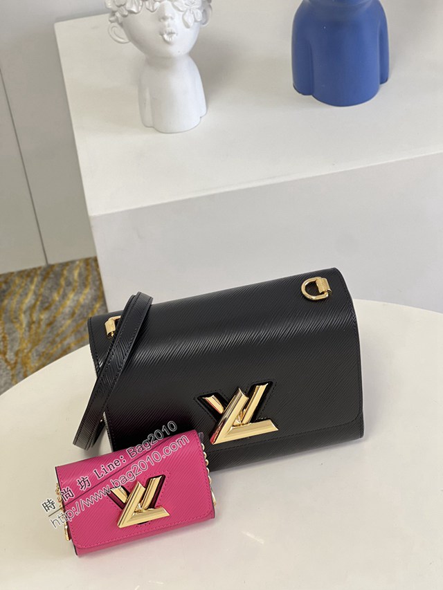 LV專櫃2023新款Twist中號手袋 M50282黑紅母子包 路易威登Epi皮革母子包鏈條肩背女包 dn1183